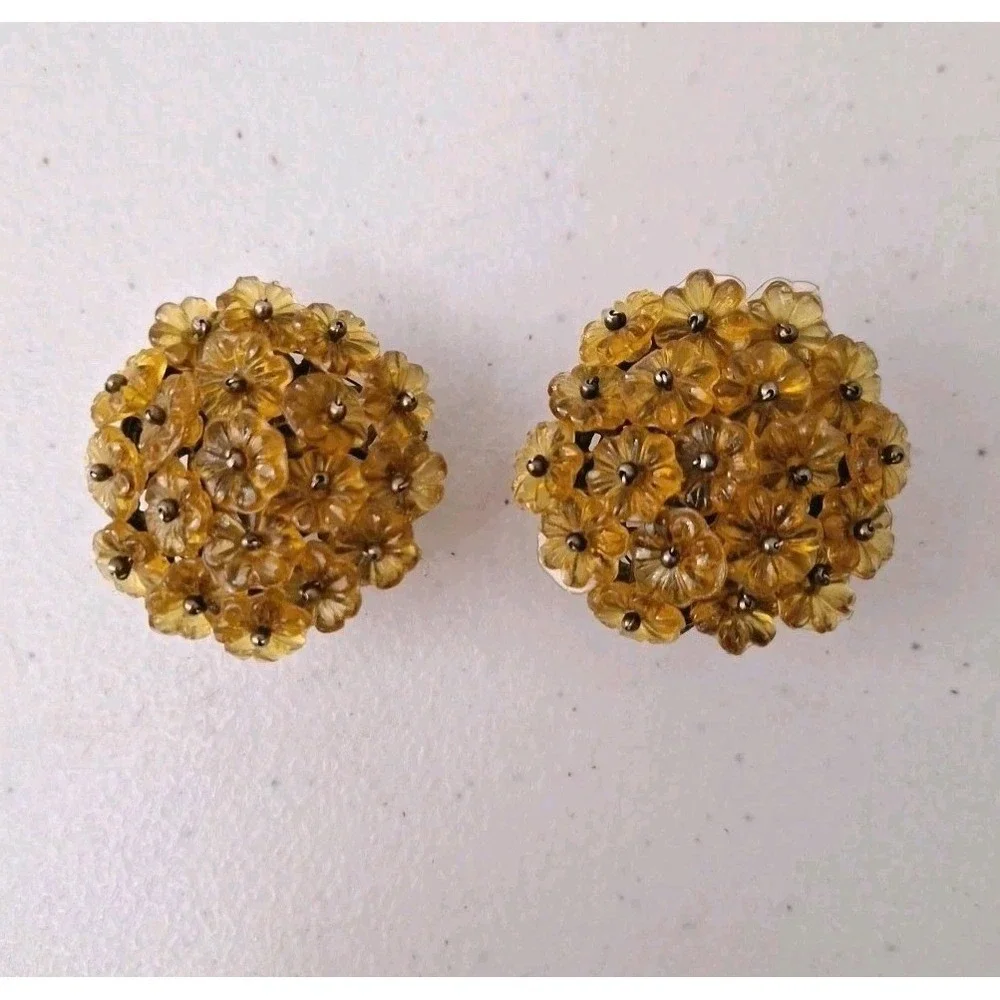 Vintage Antique MCM Ornate Flower Drawer Pulls Knob Door Handles, Set of 2